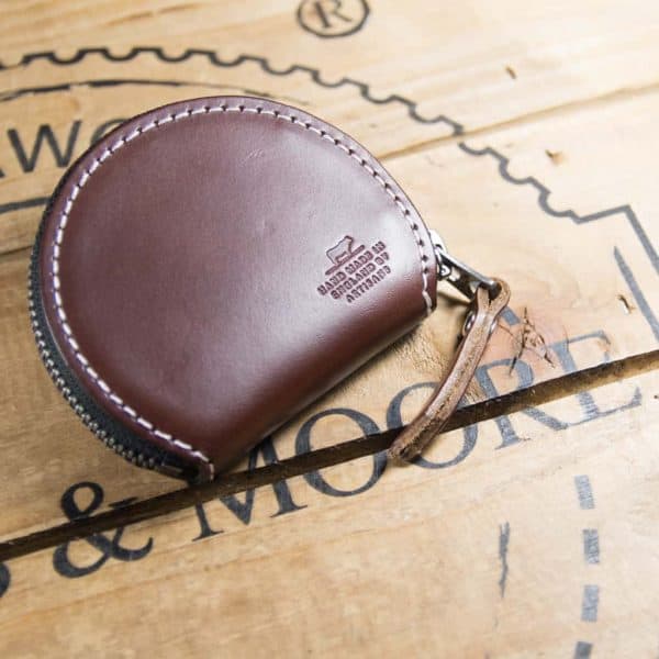 Merchant Zipper Coin Purse Coffee Saddle Hide