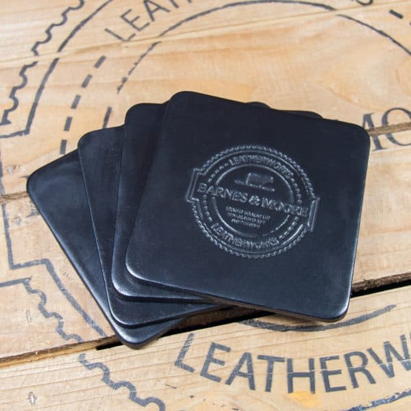 Coaster Set - Black Harness Leather