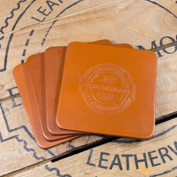 Coaster Set - Tan Harness Leather