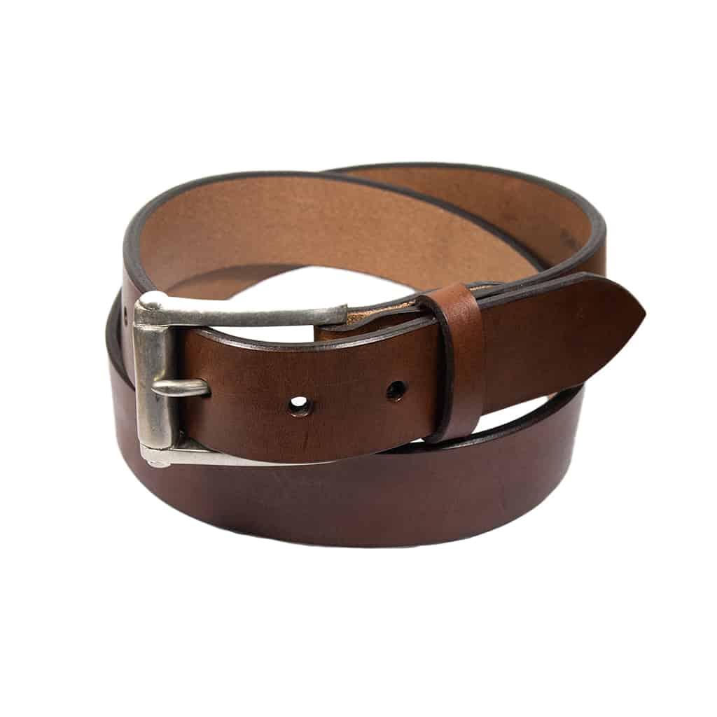 Garrison Leather Belt in Oak Bark Conker leather by Barnes and Moore