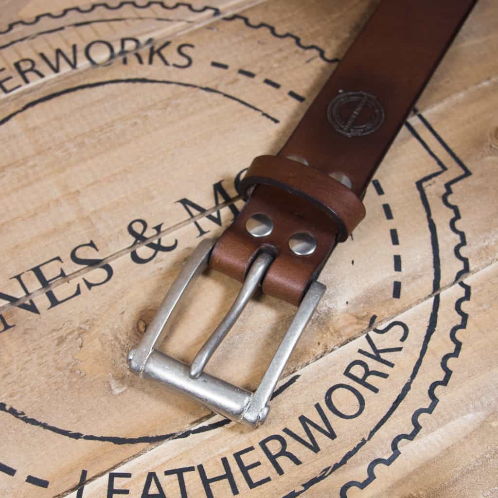 Handmade, oak bark leather heavy Garrison belt with solid brass buckle. —  ERNEST WALKER LTD.