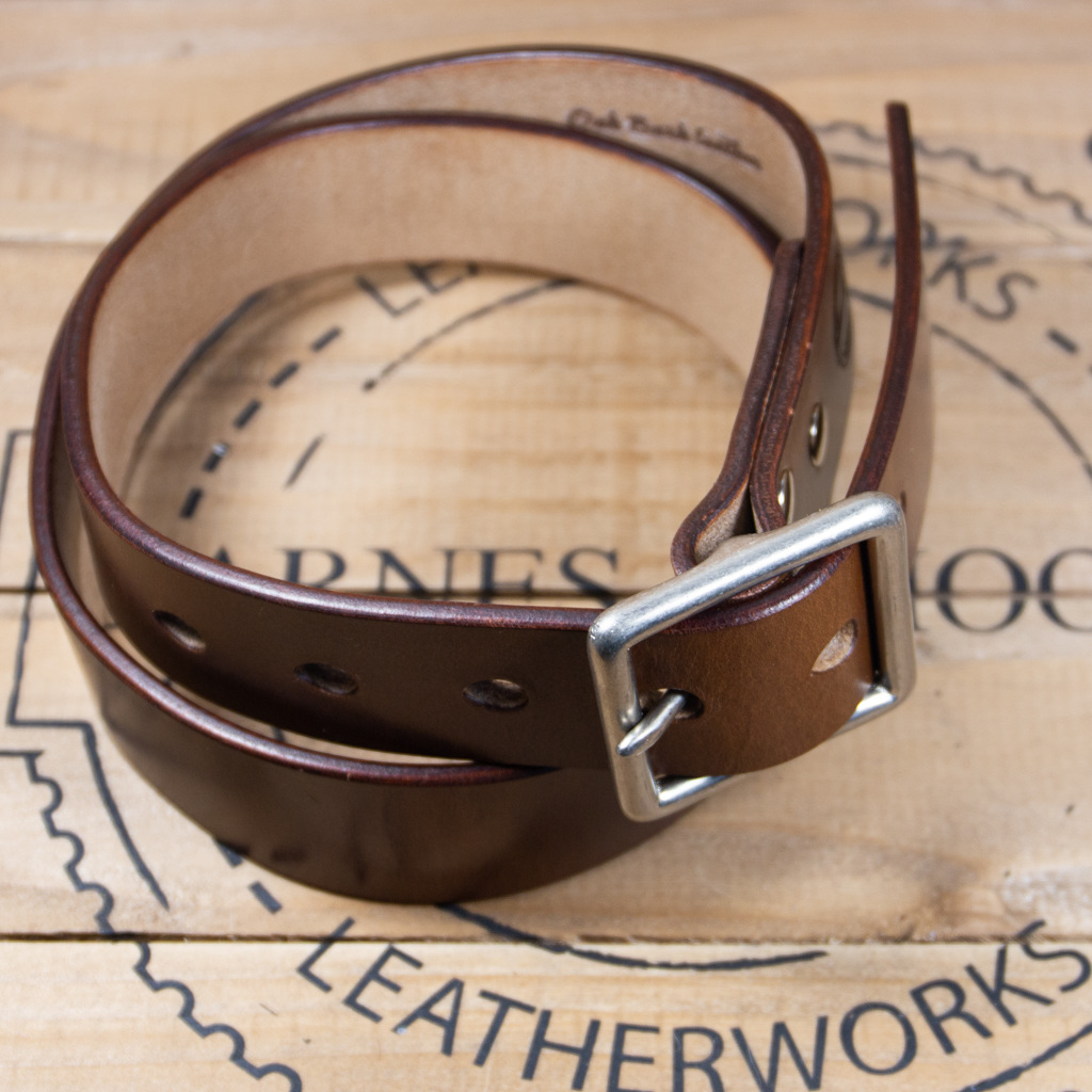 Bosun Leather Belt in oak bark conker from Barnes and Moore