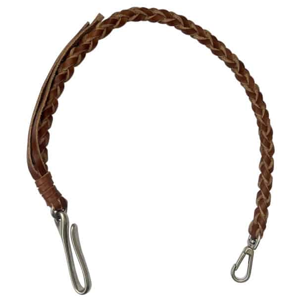 Hand Braided Heavy Duty Wallet Tether - Oak Bark Dark Stain/Nickel