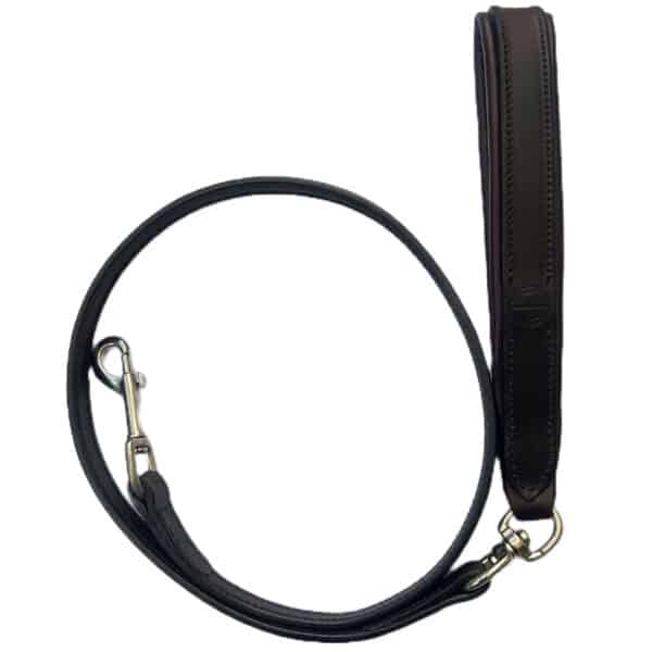 Harness leather dog lead: Black/Oxblood