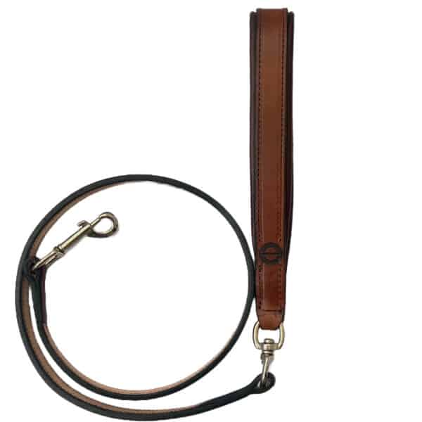 Oak bark leather dog lead: Conker/Oxblood