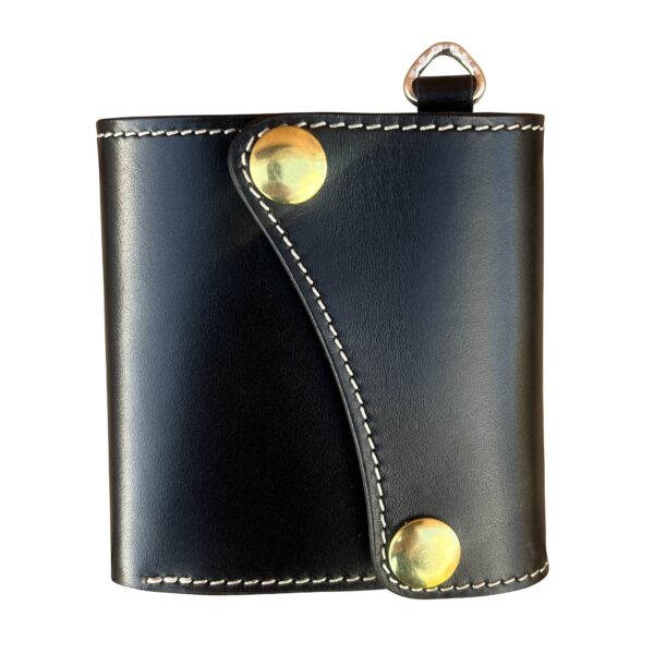 Sportsman Mid Wallet: Silver Series - Tochigi Japanese leather - Black - Brass