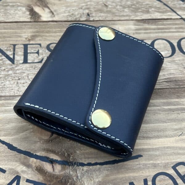 Sportsman Mid Wallet: Silver Series - Tochigi Japanese leather - Black - Brass