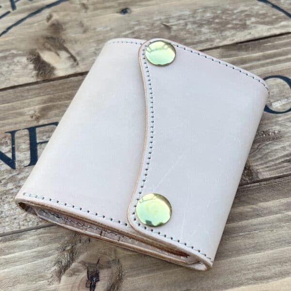 Sportsman Mid Wallet: Silver Series - Natural Buttero - Brass