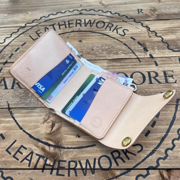 Sportsman Mid Wallet: Silver Series - Natural Buttero - Brass