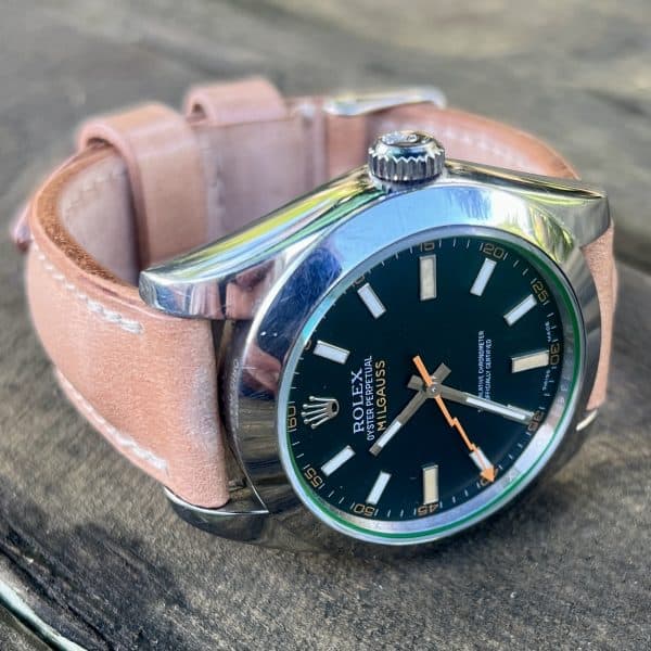 Shinki Shell Cordovan Watch Strap - Natural/Solid Silver Buckle